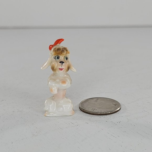 Vintage Poodle Begging On Hind Legs Miniature Figurine Dog Bone China *CHIPPED - Picture 7 of 8